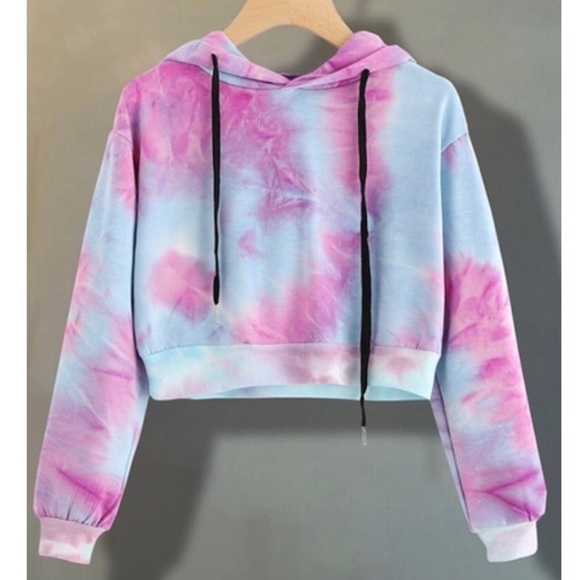 Tie dye hooded crop top sweatshirt  NWT - Picture 2 of 7